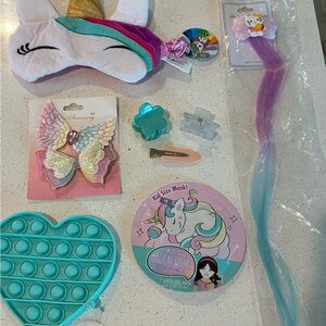 Girl's Hair Accessary Bundle with Unicorn Face Mask